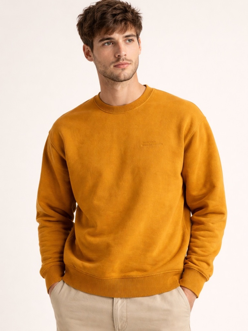 Frank And Oak Burnt Orange Crew Neck Sweatshirt